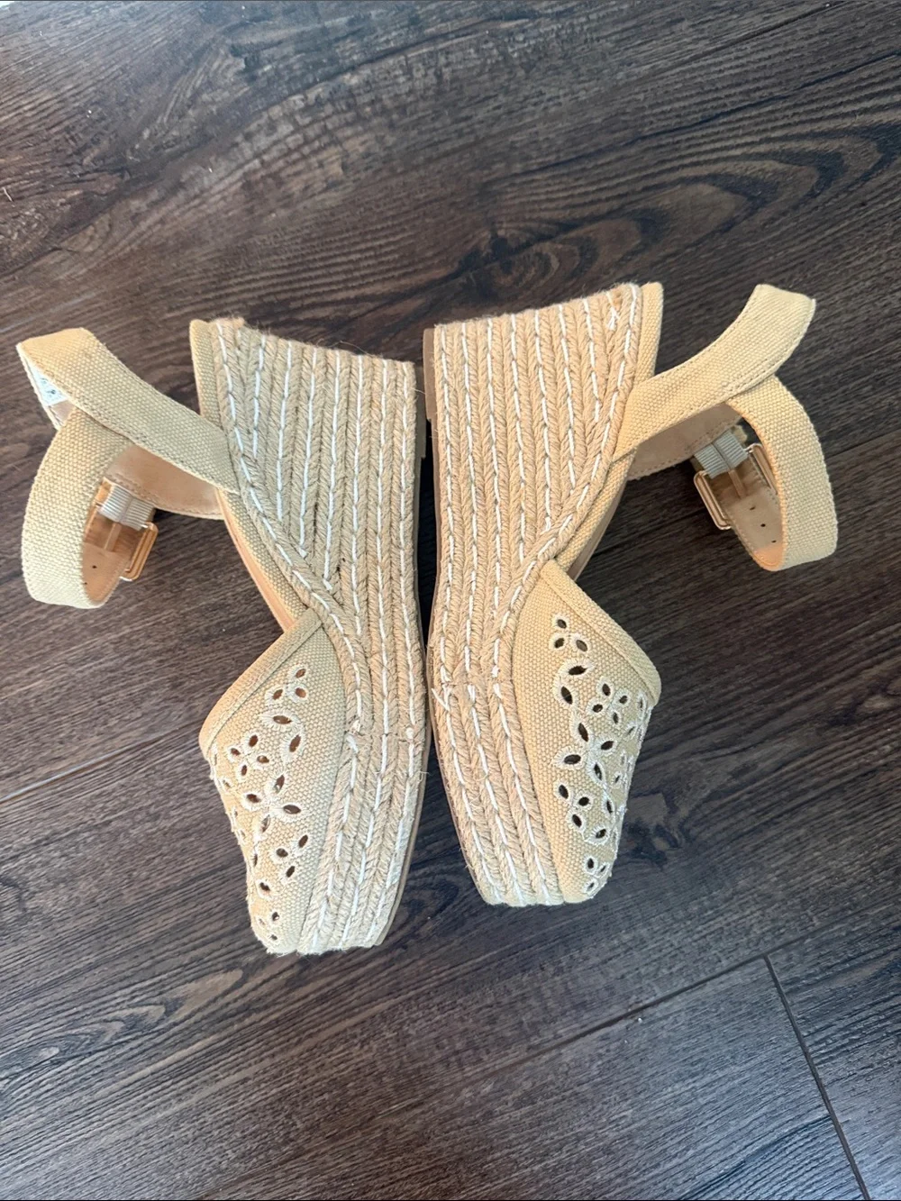 Skechers Beige Espadrille Wedge Sandals with Cutout Detail 6